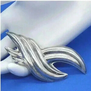 Vintage Brooch MCM Taxco Mexico 925 Sterling Silver Big Mid Century Mod 1940